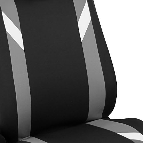 FH Group Front Set Cloth Car Seat Covers for Low Back Seats with Removable Headrest, Universal Fit, Airbag Compatible Seat Cover for SUV, Sedan, Van, Gray