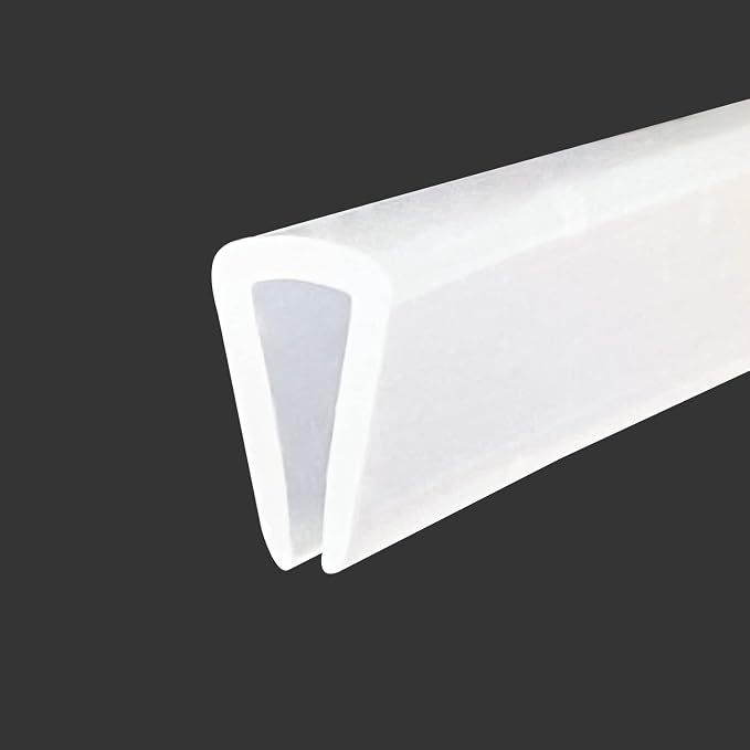 Clear Rubber Edge Trim,U Channel Silicone Rubber Edge Trim, 3/16" Slot, Fit for 5/32"-7/32", White Color, Edge Protector for Plywood, Glass, Flexiglass