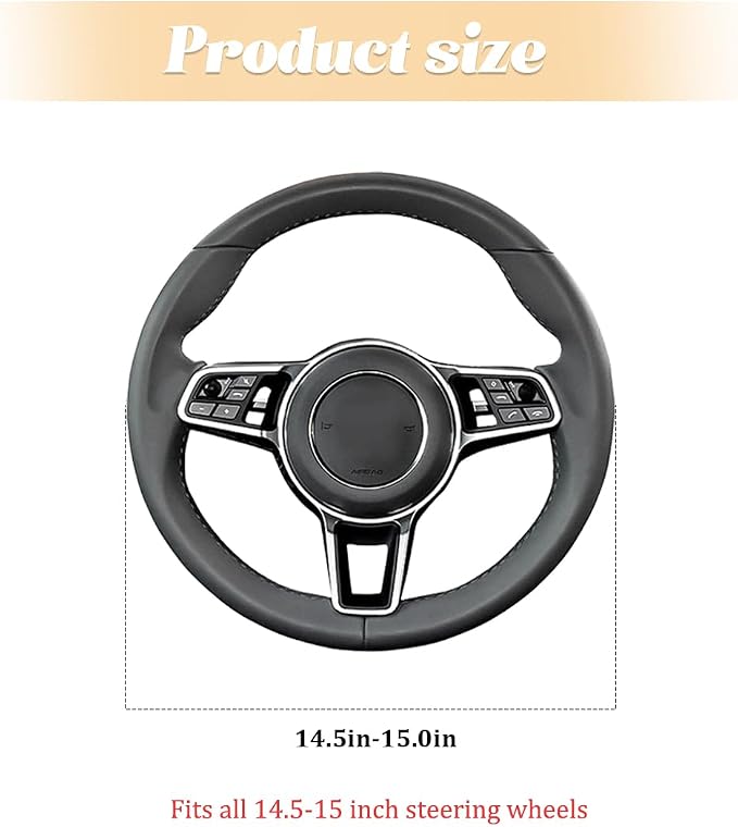 Car Steering Wheel Cover, Leather Anti-Slip Stretch Breathable Vehicle Steering Wheel Protector, Automotive Interior Protection Accessories for Men Women, Universal Fit (Black/Rose Red)