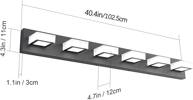 Ralbay Modern Black Vanity Lights Fixtures 6 Lights Acrylic Modern LED Matte Black Vanity Lights for Bathroom