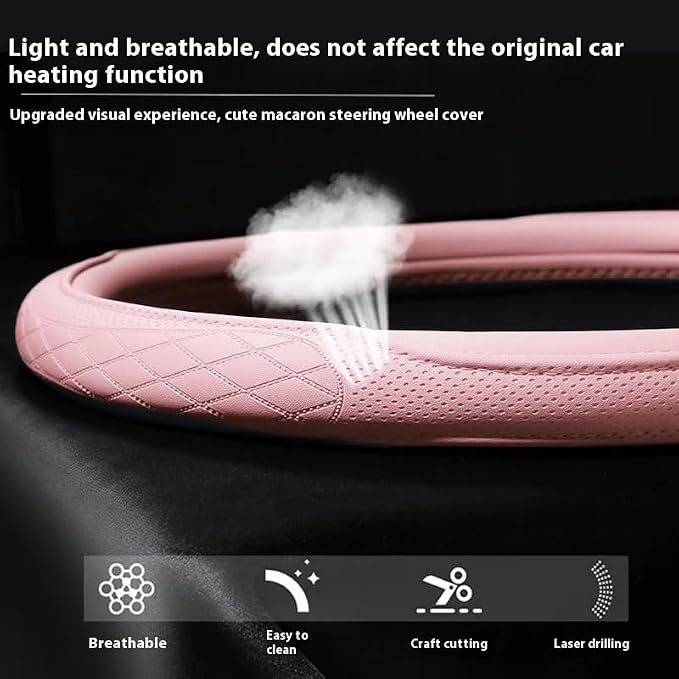 Burgundy Steering Wheel Cover, Premium Perforated Synthetic Leather with Odorless Rubber Inner, Non-Slip Universal Fit for Sporty and Luxury Car Interiors (Burgundy)