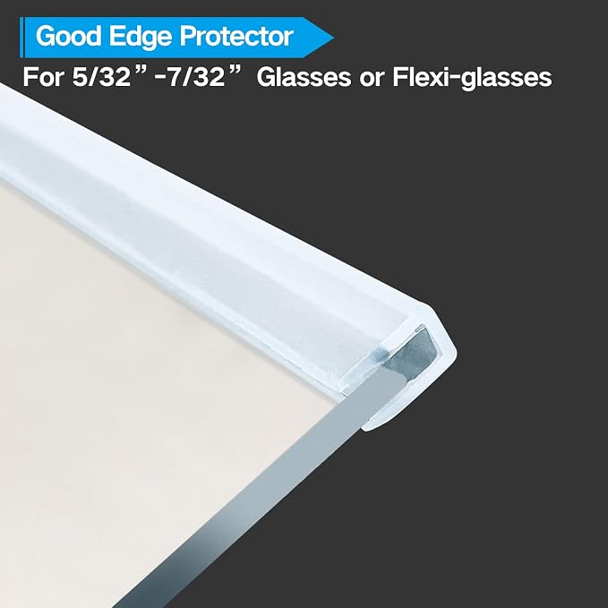 Clear Rubber Edge Trim,U Channel Silicone Rubber Edge Trim, 3/16" Slot, Fit for 5/32"-7/32", White Color, Edge Protector for Plywood, Glass, Flexiglass