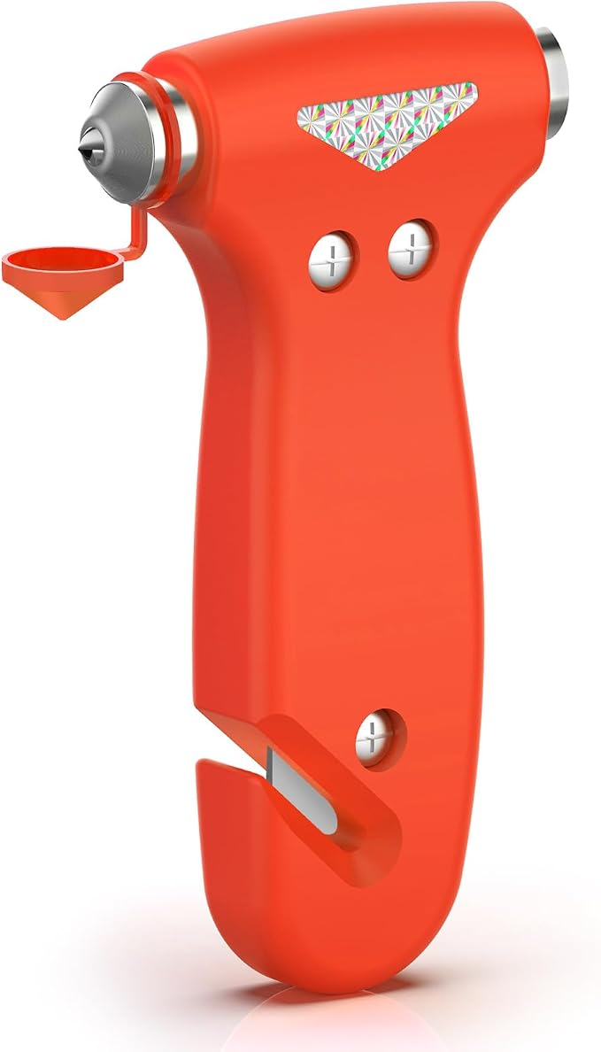 THINKWORK Car Safety Hammer, 3-in-1 Emergency Escape Tool with One Second Window Breaker and Seat Belt Cutter, Safety Emergency Car Escape Tool for Car, Office, Home, Orange