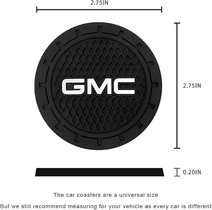 Car Cup Holder Coaster for GMC Recessed Silicone Cupholder Coaster Interior Accessories 2.75in 2Pieces Black