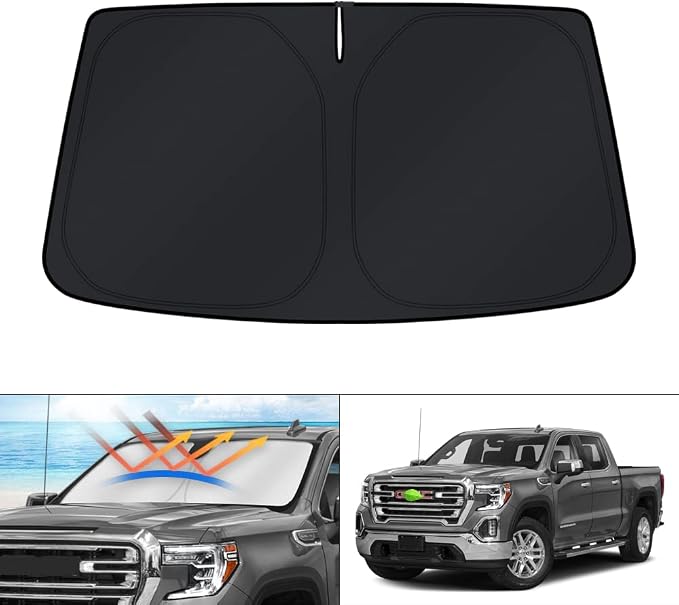 KUST Windshield Sun Shade for 2019-2025 2026 Chevrolet Chevy Silverado/GMC Sierra 1500 2500 3500 Accessories Window Sunshade Sun Visor Protector Foldable Blocks UV Rays Keep Your Car Cooler