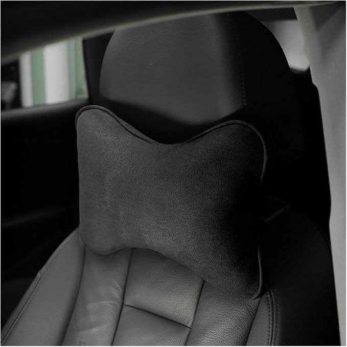 Osilly Car Headrest Pillow, Soft Comfortable Breathable Memory Foam Ergonomic Design Automotive Neck Pillow Cushion with Adjustable Strap for Neck Pain Pressure Relief, Universal Fit(Black)