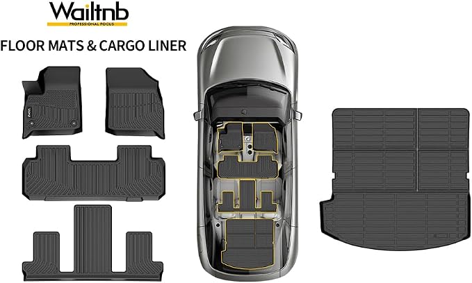 Wailtnb- for Buick Enclave 2018-2024 Floor Mat Cargo Mat All Weather Automotive Floor Liner Car Mat Custom Fit for Enclave Accessories Black