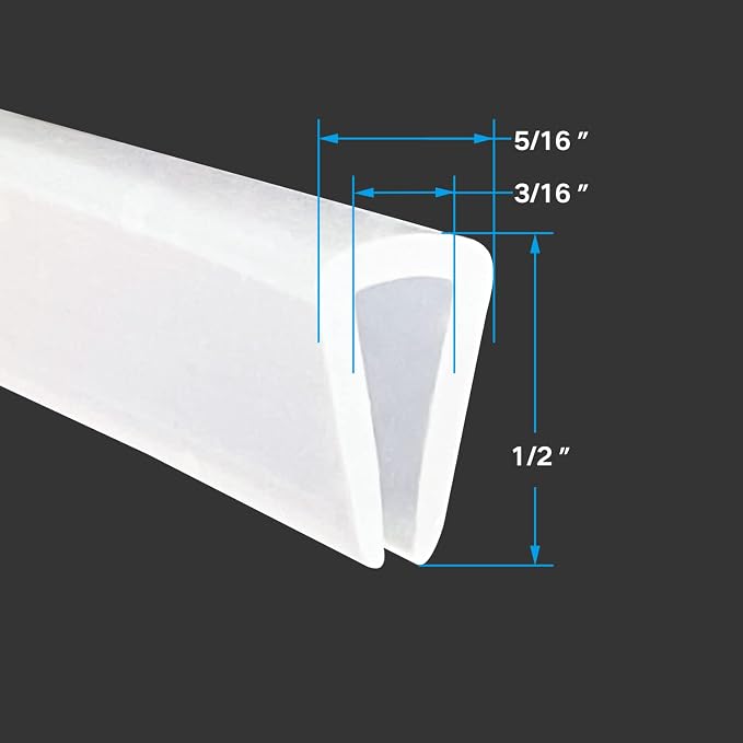 Clear Rubber Edge Trim,U Channel Silicone Rubber Edge Trim, 3/16" Slot, Fit for 5/32"-7/32", White Color, Edge Protector for Plywood, Glass, Flexiglass
