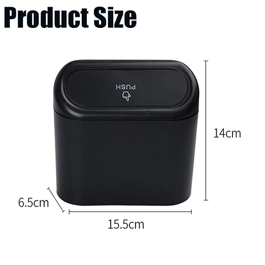 Car Trash Can with Lid, Mini Universal Vehicle Mini Leakproof Garbage Can Bin with 30pcs Trash Bags,Waterproof Car Bin for Front Back Seat Accessories for Auto Office Home(Black)