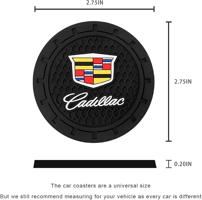 Car Cup Holder Coaster for Cadillac Series Recessed Silicone Cupholder Coaster Interior Accessories 2.75in 2Pieces Black
