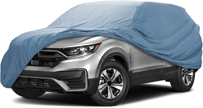 iCarCover 18-Layers Premium Universal Fit SUV Car Cover Waterproof All Weather Sun Rain Snow UV Protection Outdoor Indoor Full Exterior Covers for Automobiles Sedan Hatch Coupe Fit for 164-173 inch