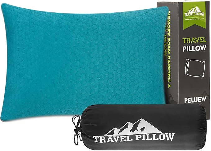 Travel Size Pillow Camping Pillow, Compressible Memory Foam Pillow, Breathable and Soft for Travel Airplane Car Hiking Outdoor