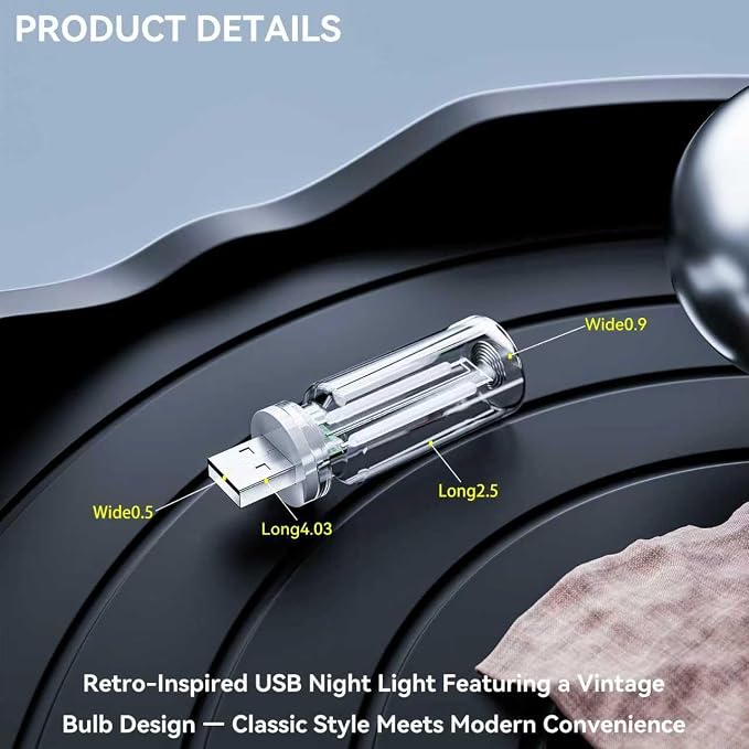 4 PCS USB Night Light Bulb, Touch Dimmable Retro Car Interior Ambient Light | Portable Glass Bottle Design Chubby Glow Light for Car, Truck, 2 Red and 2 Blue Ambient Lighting