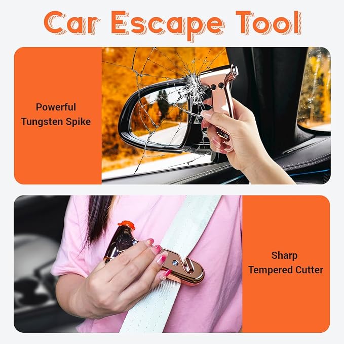 SINSEN Window Breaker Seatbelt Cutter, Car Glass Breaker Tool, Safety Hammer Emergency Escape Kit, 3-in-1, Matte Black