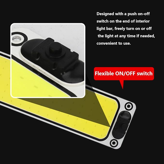 Interior Light Bar COB 108 SMD DC12-36V LED Strip Lights with ON/Off Switch for Camper Truck Van RV Trailer Boat Car Cargo Cabinet Lights with Double-Sided Tape/Screw 4-Pack White