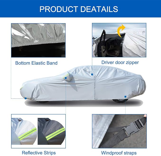 KouKou 6 Layers SUV Car Cover Waterproof All Weather, Outdoor Rain UV Dust Protection, Universal Fit for Jeep Compass, Renegade, Ford Escape, Mazda CX3,CX30, BMW X1, etc.(up to 181 inches)