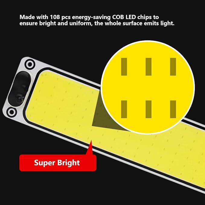 Interior Light Bar COB 108 SMD DC12-36V LED Strip Lights with ON/Off Switch for Camper Truck Van RV Trailer Boat Car Cargo Cabinet Lights with Double-Sided Tape/Screw 4-Pack White