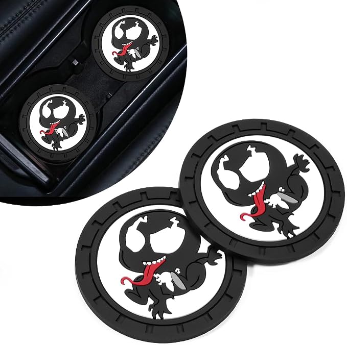 Venom Car Cup Holder Coasters for Marvel Fans, The Venom Car Coasters for Car Cup Holder Insert,Silicone Non-Slip Car Cup Mat,2.75''