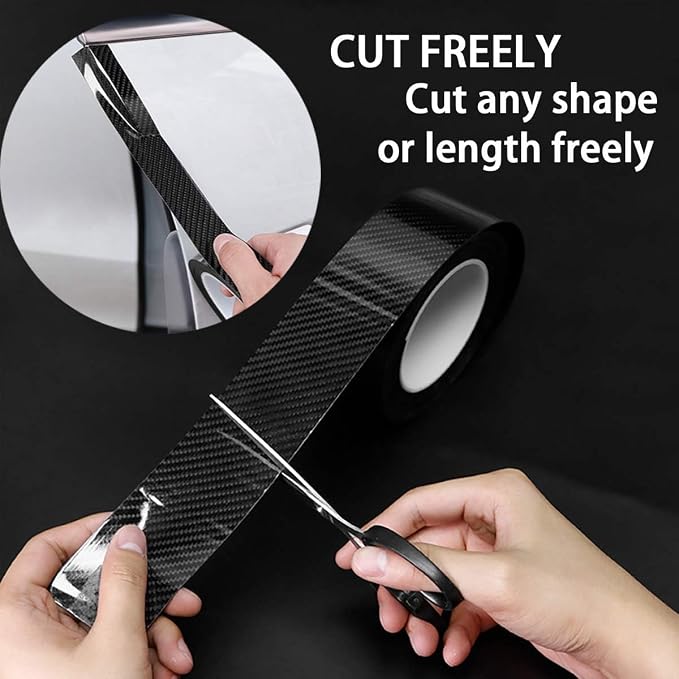 DGSL Car Door Edge Guards Door Sill Protector, 2.7In x 49Ft 5D Carbon Fiber Car Wrap Film, Vinyl Automotive Wrap Film Anti-Collision Fits for Most Vehicles