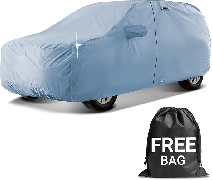 iCarCover 18-Layers Premium Universal Fit SUV Car Cover Waterproof All Weather Sun Rain Snow UV Protection Outdoor Indoor Full Exterior Covers for Automobiles Sedan Hatch Coupe Fit for 202-209 inch