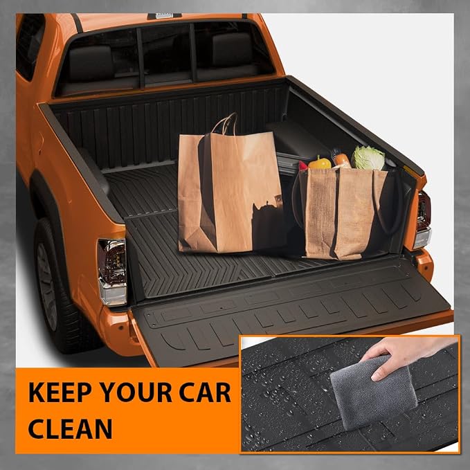 G-PLUS Truck Bed Mat Liner Fit Ford F150 2004-2014 with 5.5FT Bed | All Weather Protection,Non-Slip,Custom Fit Floor Cargo Liners Accessories,TPE Full Coverage,Black