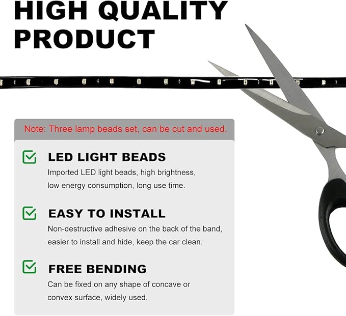 Wevdn 6 PCS 15 LED Strip Underbody Light, DC 12V 1Ft Flexible Underglow Car LED Light Strip with 6 Inch Wire, Waterproof LED Interior Exterior Decoration for Car Truck Motorcycle (White)