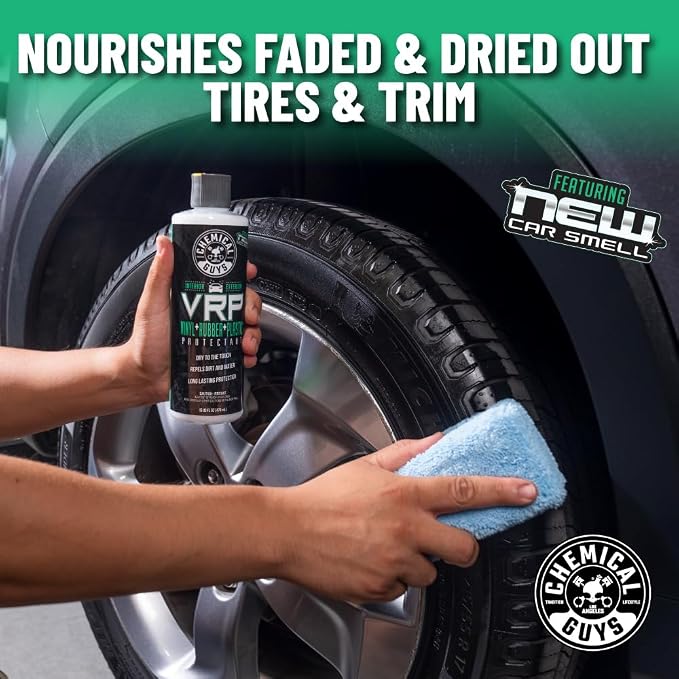 Chemical Guys, VRP Vinyl, Rubber & Plastic Dressing, New Car Scent, 16 oz | Super shine dressing for tires, trim and more, safe for cars, trucks, SUVs, & more, new car scent, use on engine bays