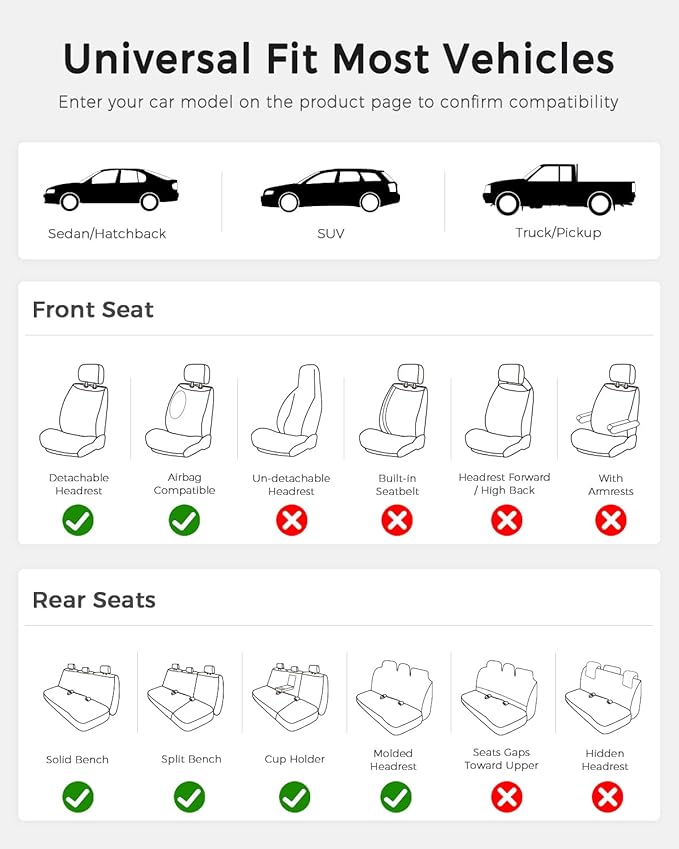 Huidasource Brown Front Seat Covers, Nappa Leather Front Car Seat Covers, Side Elastic Fabric, Compatible with Airbags, Seat Belts, Universal Fit for Most Cars, Vans, Trucks, SUV (Front Pair/Brown)