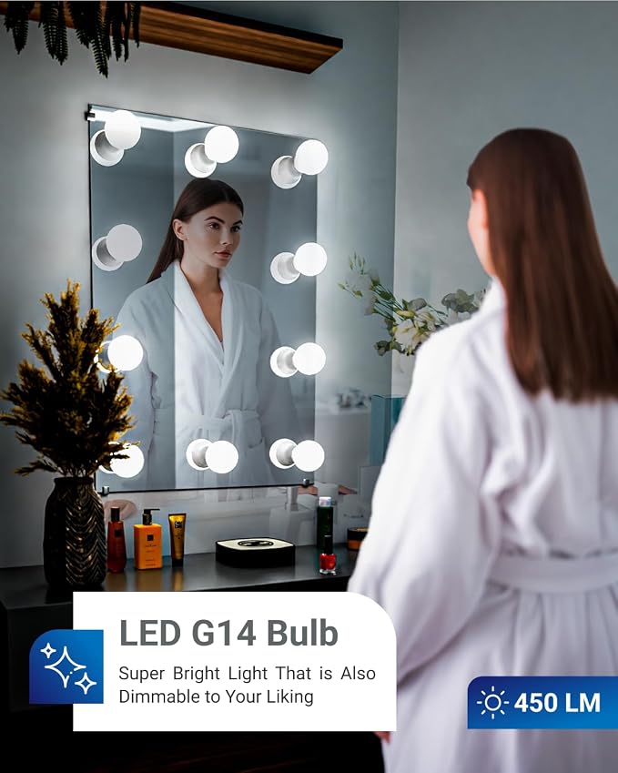 Sunco 10 Pack E12 LED Bulbs Candelabra CRI92 2700K Soft White, 5W Equivalent 40W, 450 Lumens, Small Edison Screw Base E12, Non-Dimmable, Frosted Decorative G14 Globe Vanity Light Bulbs UL.