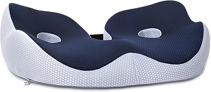 Seat Cushion, Seat Cushion for Sit Bone and Back Pain Relief, Butt, Tailbone, Hip, Hamstring, Posture Support - Memory Foam Comfort Ischial Tuberosity Pillow (Blue)