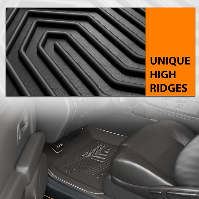 G-PLUS Floor Mats Compatible with 2008-2010 Ford F250 F350 F450 Crew Cab | w/o Manual Shifter(Footwell Coverage),All Weather Protection,Non-Slip,Custom Fit Floor Liners,TPE Full Coverage,Black
