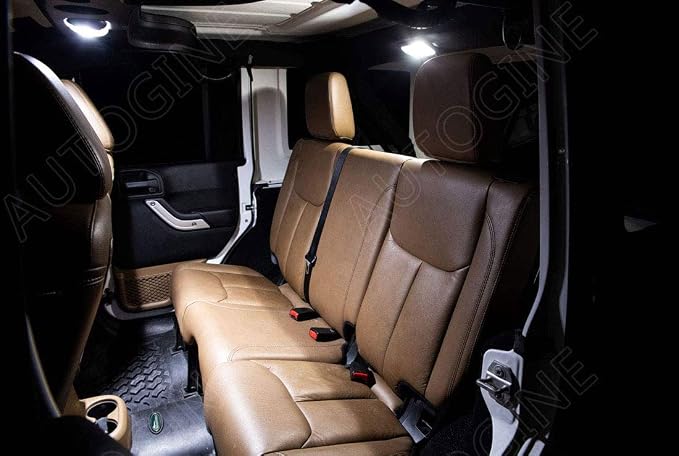 AUTOGINE 6 Piece CANBUS LED Interior Light Kit for Jeep Wrangler JK 4-Door 2007 2008 2009 2010 2011 2012 2013 2014 2015 2016 2017 2018 Super Bright 6000K White LED Bulbs Package + Install Tool