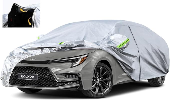 KouKou Oxford Car Cover Waterproof All Weather for Automobiles, Fit Sedan Toyota Corolla, Hyundai Elantra, Mazda 3, Nissan Sentra, BMW 3 Series, Lexus IS250,etc (185 X 70 X 59 inch)