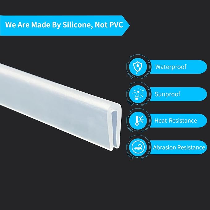 Clear Rubber Edge Trim,U Channel Silicone Rubber Edge Trim, 1/16" Slot, Fit for 0-3/32", White Color, Edge Protector for Car Doors, Sheet Metal Parts