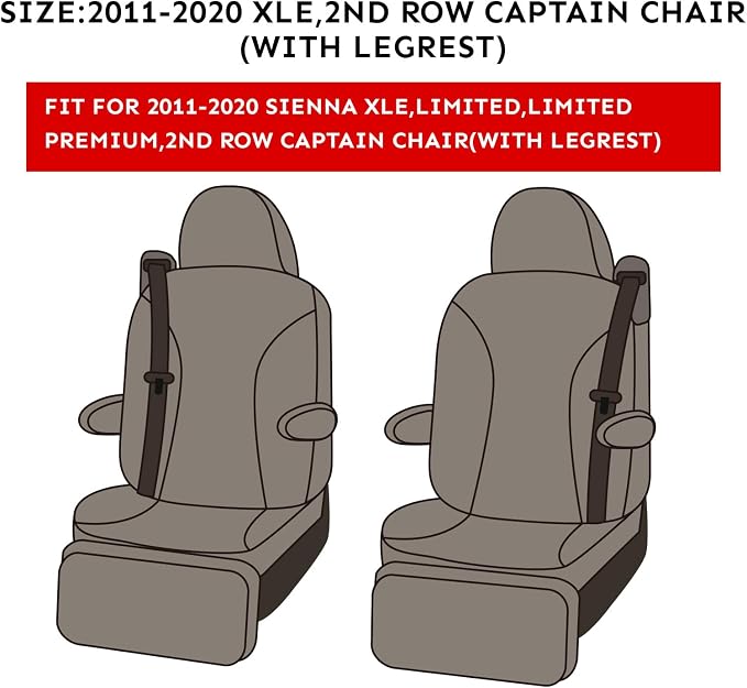 coverdream Sienna Car Seat Covers Custom Fit for 2011-2020 Toyota Sienna XLE,Limited,Limited Premium,2nd Row Captain Seats w/Leg Rest,Waterproof Leather Seat Protector(Full Set,Wine Red)