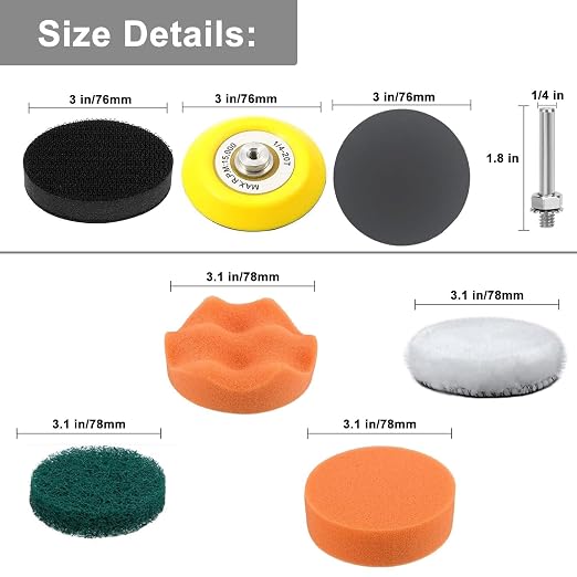 78 PCS Car Headlight Restoration Kit,3inch Headlight Restoration Kit,Hook and Loop Sandpaper Buffing Pads with Rotary Tools Universal for All Type of Car Headlights