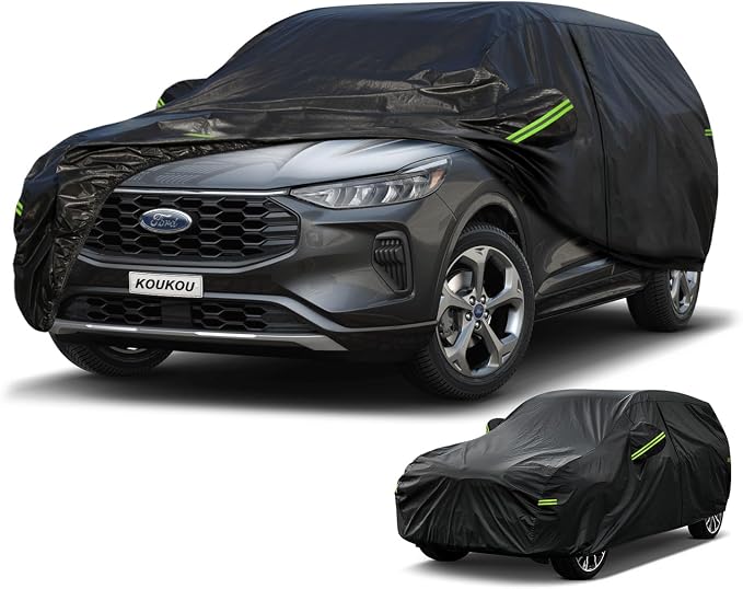 KouKou SUV Car Cover Waterproof All Weather, 7 Layers Outdoor Cover for Automobiles Rain Snow Protection, Universal Fit Ford Escape, Honda HRV,Jeep Liberity, Compass, Renegade, ect. (Up to 181 inches)