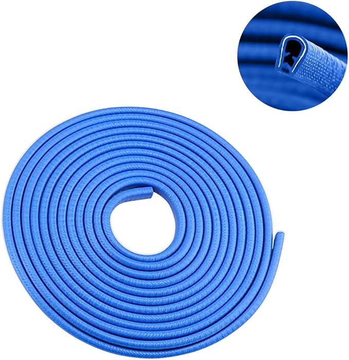 Car Door Edge Guards, 16Ft Universal Rubber Seal Protector U Shape Edge Trim Car Door Edge Protection for Most Car, Aluminum Boat Edge Guards (Blue/16FT) | Universal fit, most cars/SUVs/trucks, rubber seal, press-on channel, no glue, check thick strips...