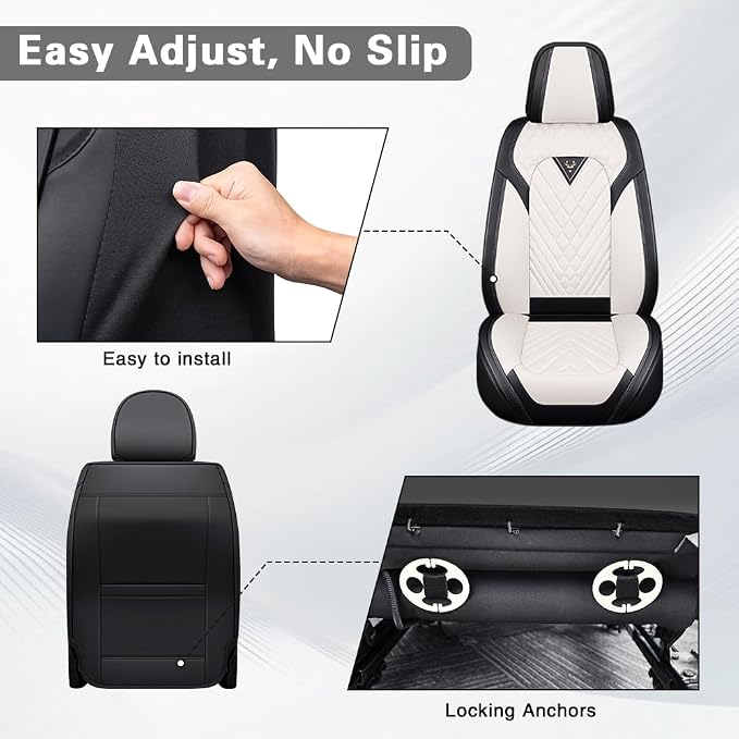 Fit for Toyota Corolla Seat Covers 2001-2026,Premium Leather, 360° Full Protection, Thick Padding & Memory Foam, Waterproof & Stain-Resistant Car Seat Cover Front Set (2 Seat,Cream White)