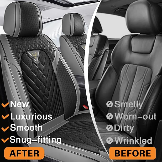 Fit for Toyota C-HR Seat Covers 2018-2022,Premium Leather, 360° Full Protection, Thick Padding & Memory Foam, Waterproof & Stain-Resistant Car Seat Cover Full Set (5 Seat,Gray&Black)