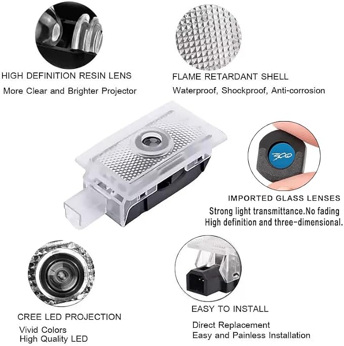 2PCS LED Car Door Logo Projector Lights for 300 300C 300S 2005-present Ghost Shadow Light Laser Courtesy Step Lights Puddle Lamp Accessories (White)