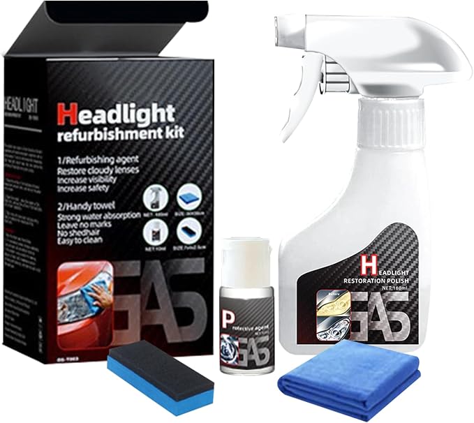 Automotive Headlamp Restoration Fluid Kit, 2025 New Headlight Restoration Kit,Multifunctional Car Headlight Polishing, Durable Headlight Repair Kit for All Vehicle Types (1Set)