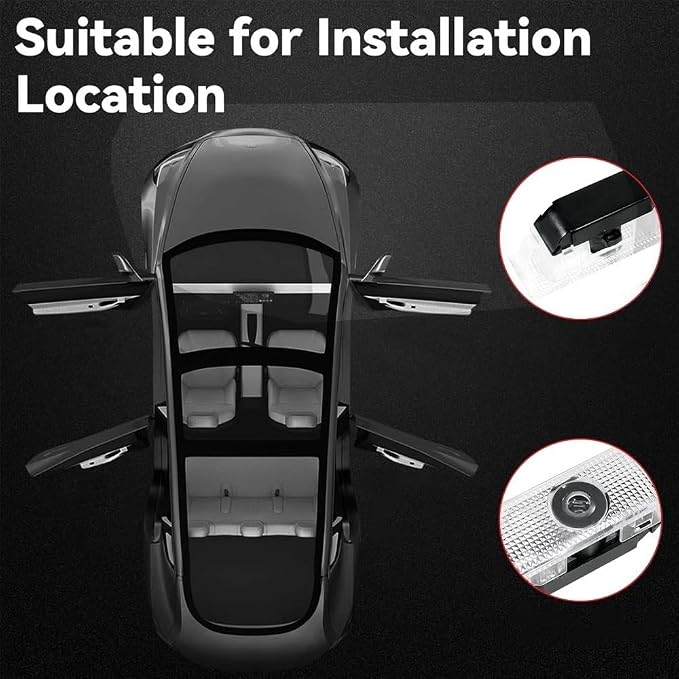Car LED Logo Projector Puddle Door Lights for Dodge Challenger Accessories, No Fade 4K-HD Welcome Lights, 2 Pack