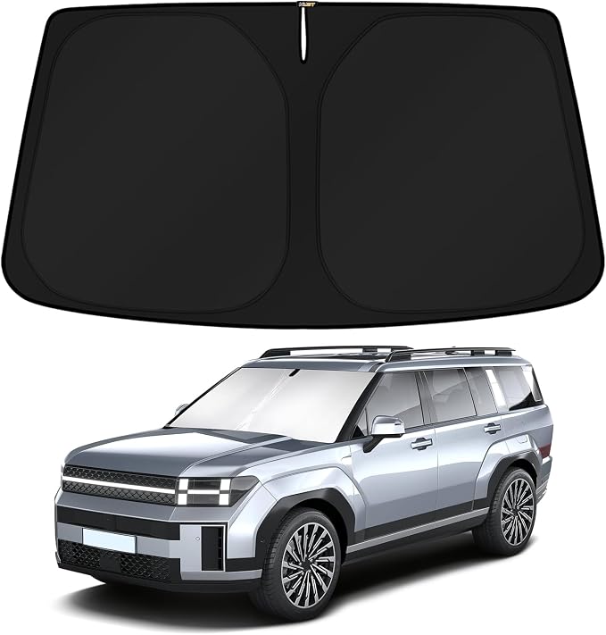 KUST Windshield Sun Shade for 2024 2025 2026 Hyundai Santa Fe Custom Fit Sunshade Accessories Window Sun Visor Protector Foldable Blocks Sun UV Rays