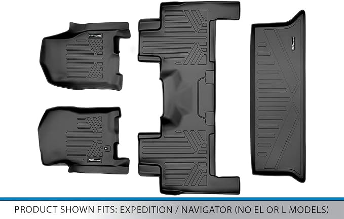 SMARTLINER Floor Mats and Cargo Liner Behind 3rd Row Set Compatible with 2007-2010 Ford Expedition