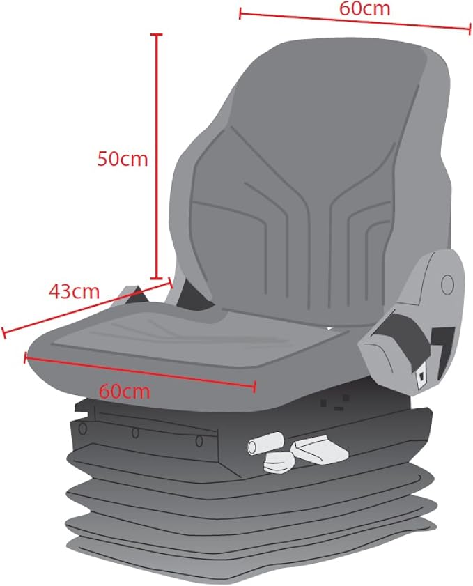 TOWN & COUNTRY COVERS | Universal Tractor Seat Cover, Plant Hire Seat Cover, Standard & Large Size, Heavy Duty, Fast & Easy To Fit, Waterproof, Armrest & Headrest Slots (Grey, Standard)
