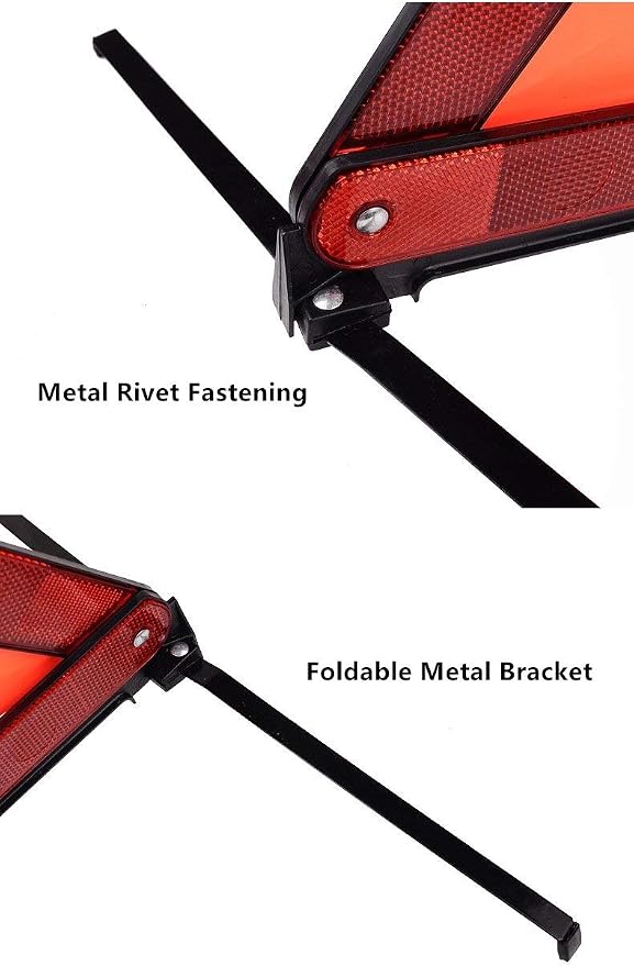 aikko Safety Triangle Kit Road Emergency Warning Reflector Roadside Reflective Early Warning Sign, Foldable 3 Pack of Emergency Car Kit