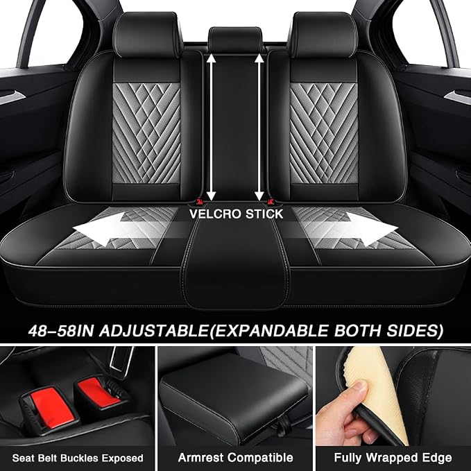 Fit for Toyota Avalon Seat Covers 2001-2026,Premium Leather, 360° Full Protection, Thick Padding & Memory Foam, Waterproof & Stain-Resistant Car Seat Cover Full Set (5 Seat,Black&Gray)