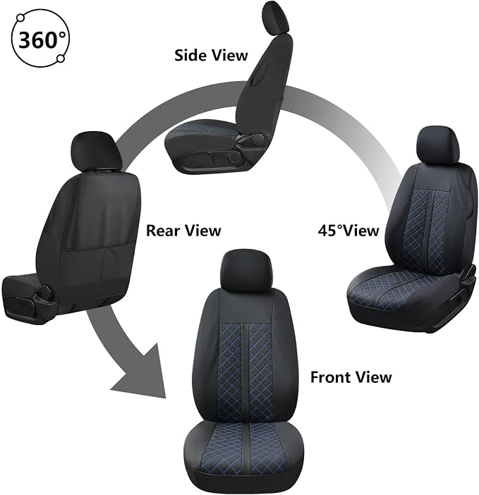 Truckiipa Custom for 4th Gen Tacoma Seat Covers Full Set, Waterproof Leather Seat Cushion Covers Fit for 4th Gen 2024 2025 2026 Toyota Tacoma Double Crew Cab, Full Set, Black&Blue