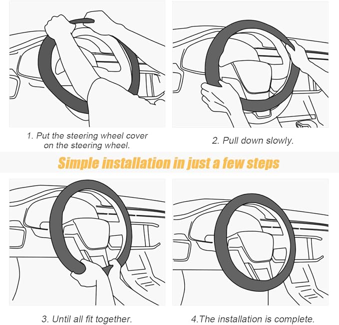 Car Steering Wheel Cover, Microfiber Breathable Ice Silk Leather Steering Wheel Cover Soft Anti-Slip Safety, 15inch Four Season Universal Fits for Most Truck,SUV,Cars (Coffee)